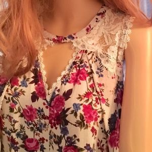 Umgee Boho Roses and Cream Sun Dress NWT